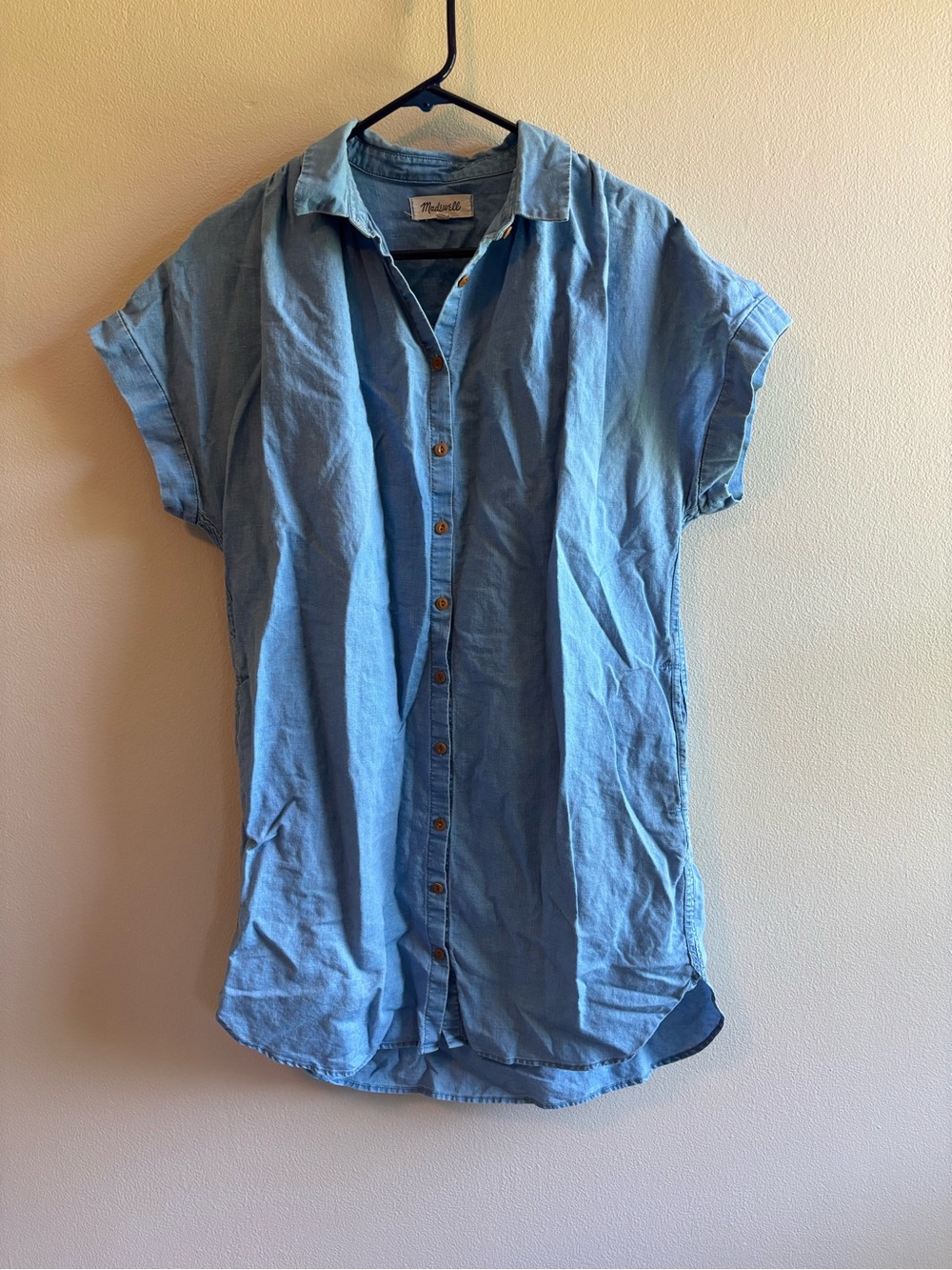 Madewell Light Blue ChambrayShort-Sleeve Button-Front Midi Dress